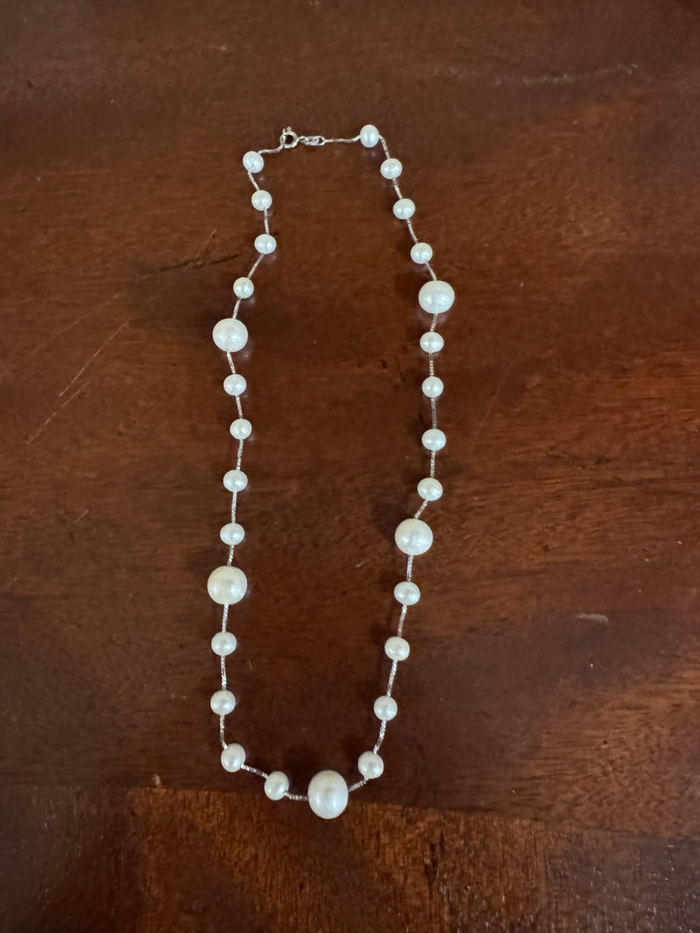 Macy's Pearl Bead Station Necklace in White